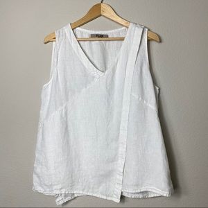 Flax 100% White Linen Tank Top, M